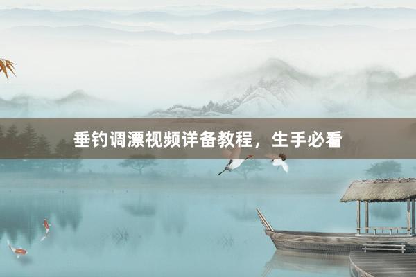 垂钓调漂视频详备教程，生手必看